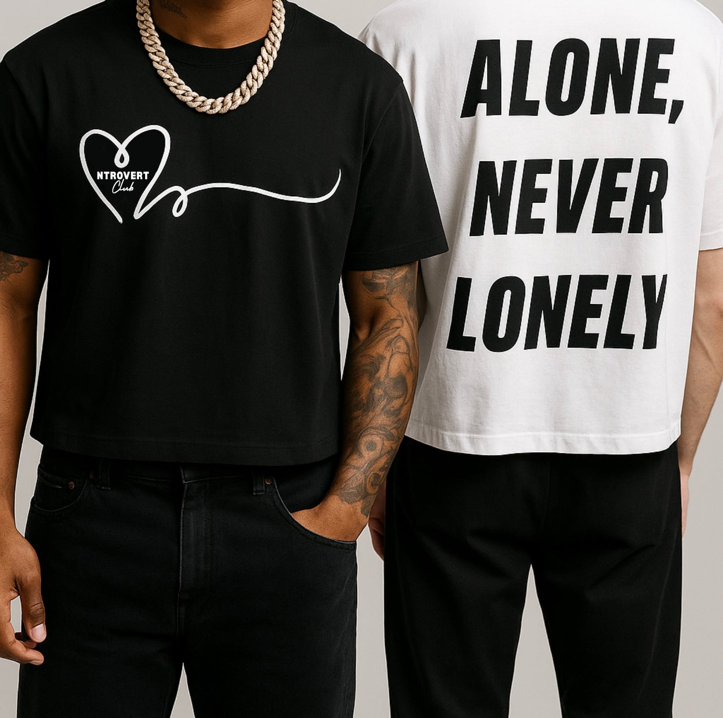 'Alone Never Lonely' Oversized Body Crop Tee